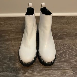 Steven by Steve Madden white lug sole ankle boots